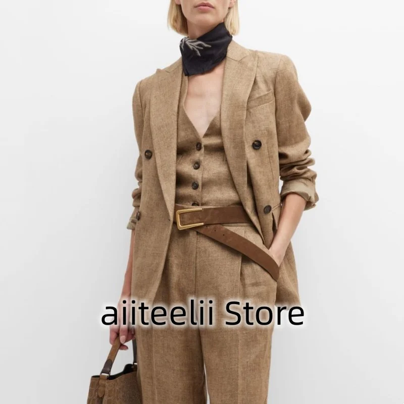 women's-three-piece-suit-fashion-linen-solid-color-single-breasted-button-handsome-lapel-jacket-vest-trousers-deep-v-vest