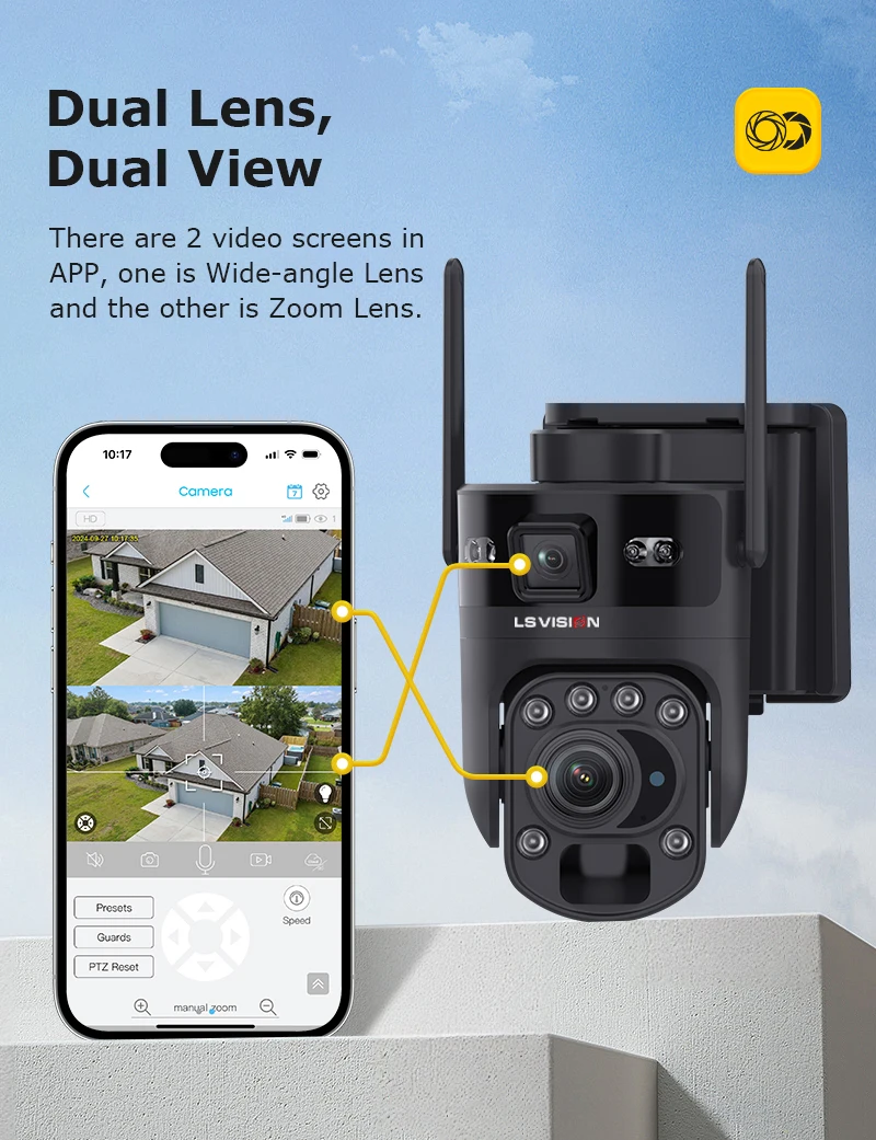 6K 12MP 4G SIM Solar Security Camera 60X ZOOM Dual Lens 360° View Outdoor WiFi I