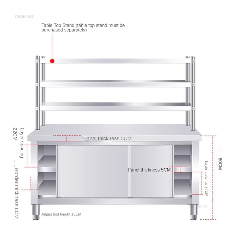 Stainless Steel Kitchen Cabinet Workbench Kitchen Furniture Commercial Operating Table for Hotel Home Cupboard with Sliding Door 6