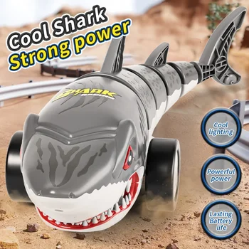 Bionic Shark Rc Car Rotating Remote Control Climbing Car with Light 360 Degree Swing Tail Boys Kids Toy Gift Electric Model 1
