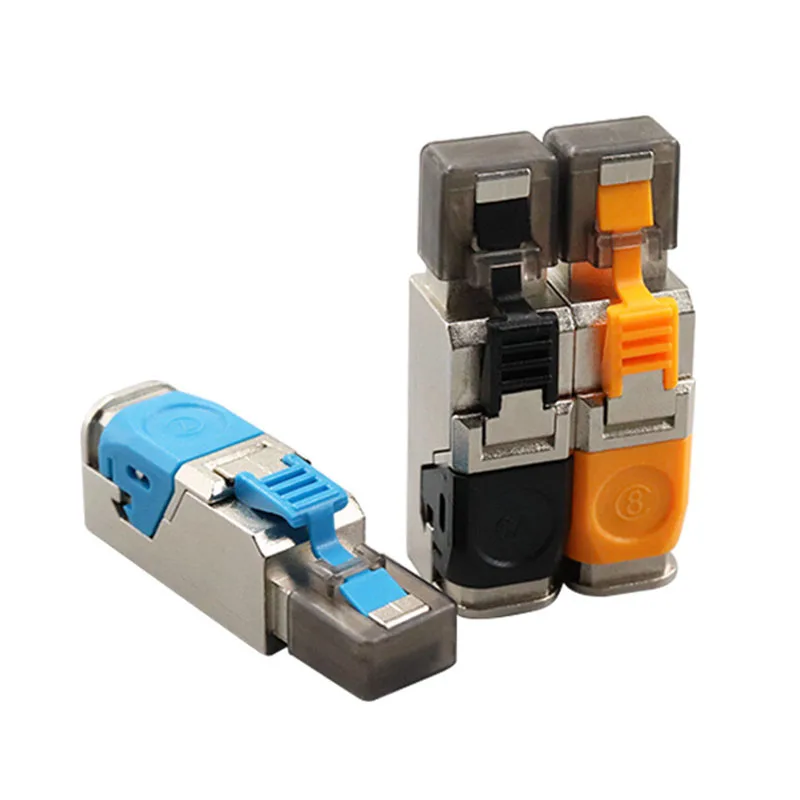 High-Speed Metal Tool-Free Ethernet Plug for RJ45 Cables, Cat8/7/6A, Easy Termination, Reusable, 2000MHz 40G LAN Capacity, Suitable for 22-24AWG