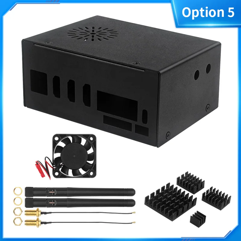 Orange Pi 5 Plus Metal Case with Fan Optional Antenna Aluminum Heatsinks eMMC Wi