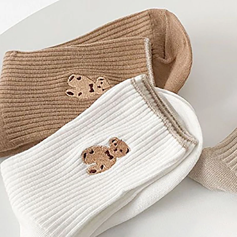 Süße braune Bären socken weibliche Mittel rohrs ocken japanisch niedlich kleine frische wilde Studenten socken Herbst Winters ocken – Detail 8