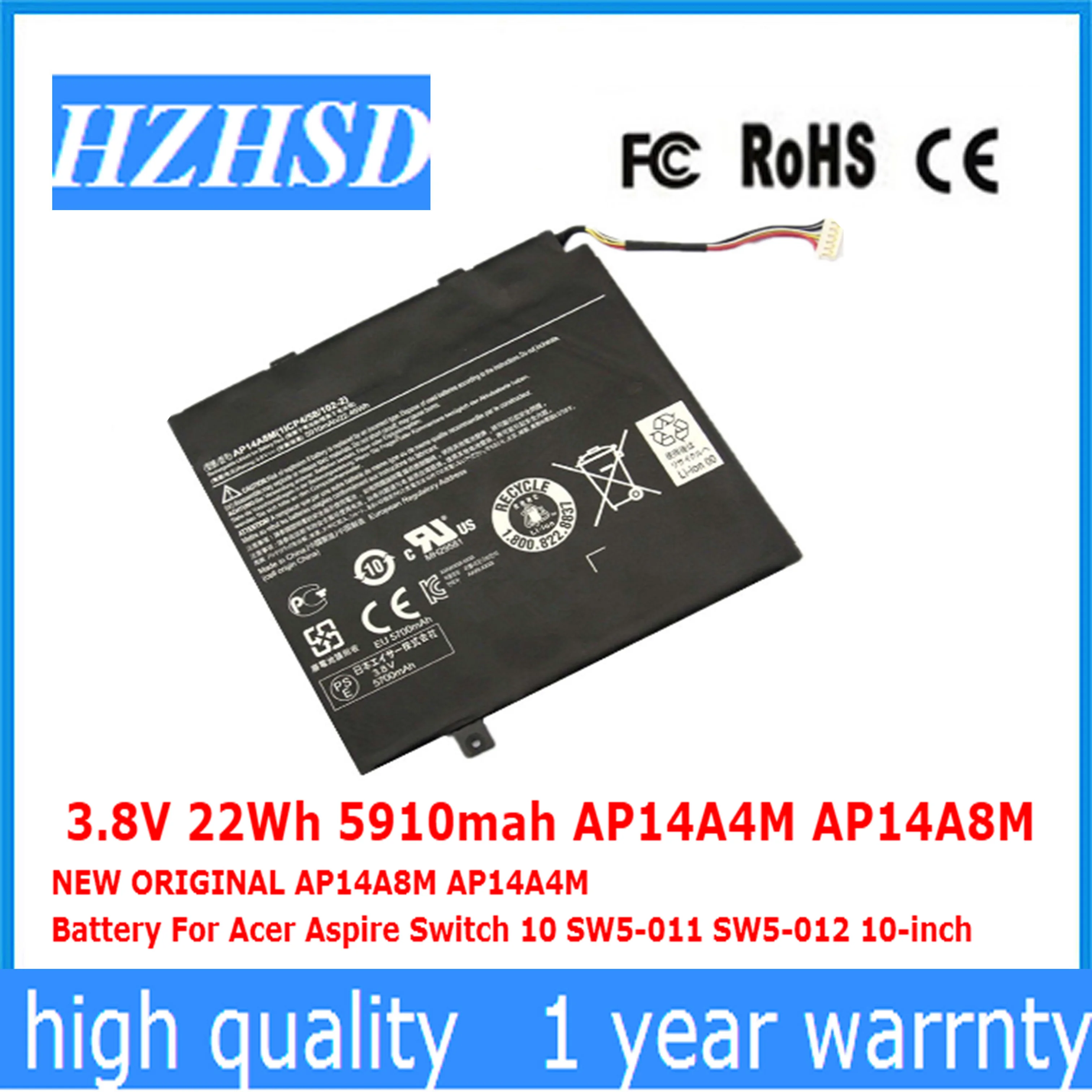 

3.8V 22Wh 5910mah AP14A4M AP14A8M NEW ORIGINAL AP14A8M AP14A4M Battery For Acer Aspire Switch 10 SW5-011 SW5-012 10-inch