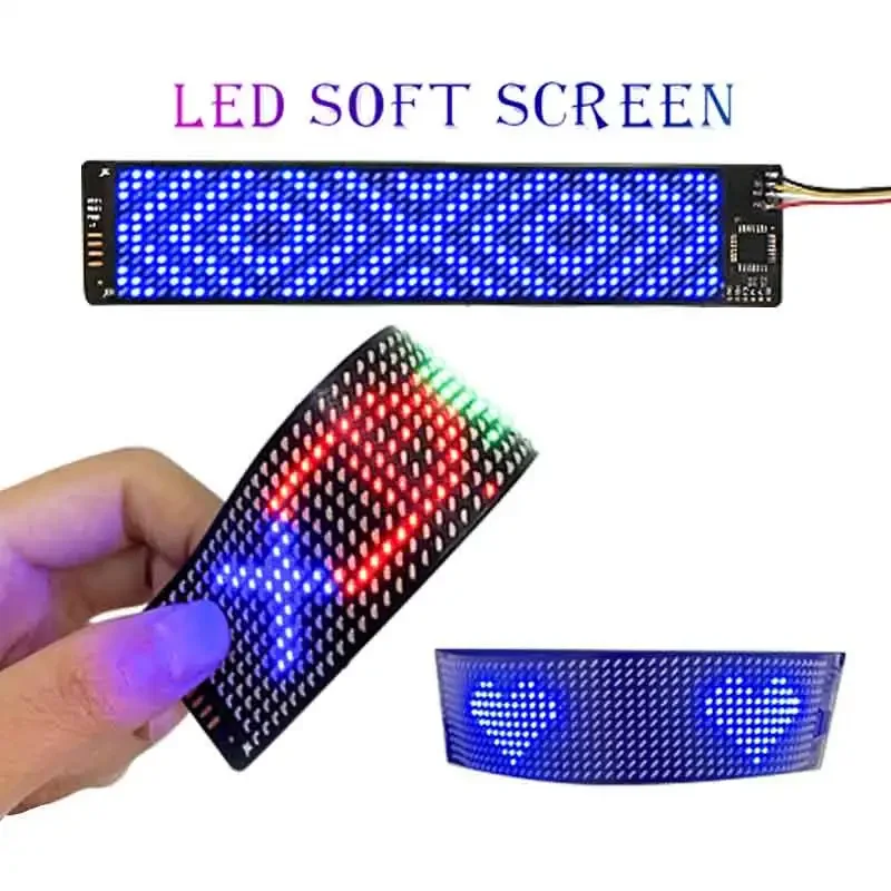 LED Module Phone App Can Rechargeable Soft Thin Display Screen for Hat Board T-Shirt DIY155*32mm Bluetooth Programmable Flexible