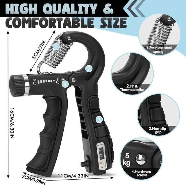 Adjustable 5-60Kg Heavy Hand Gripper Fitness Hand Exerciser Grip Wrist Training Finger Gripper Hand Strengthener for Patient 3