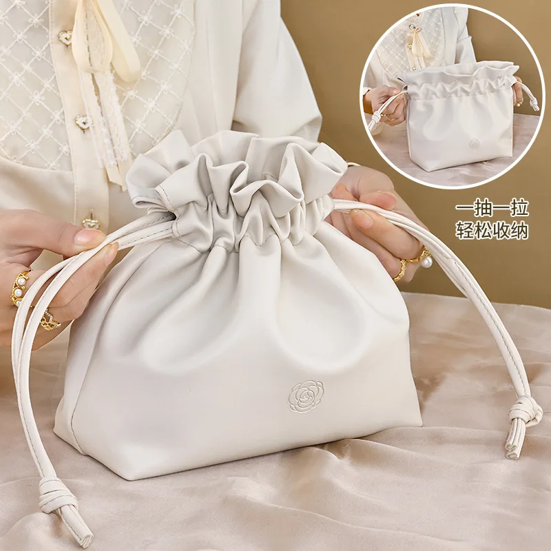 Women's Portable Travel Wash Bag Female PU Leather Waterproof Makeup Storage Pouch Drawstring Cosmetic Organizer Beauty Case 4