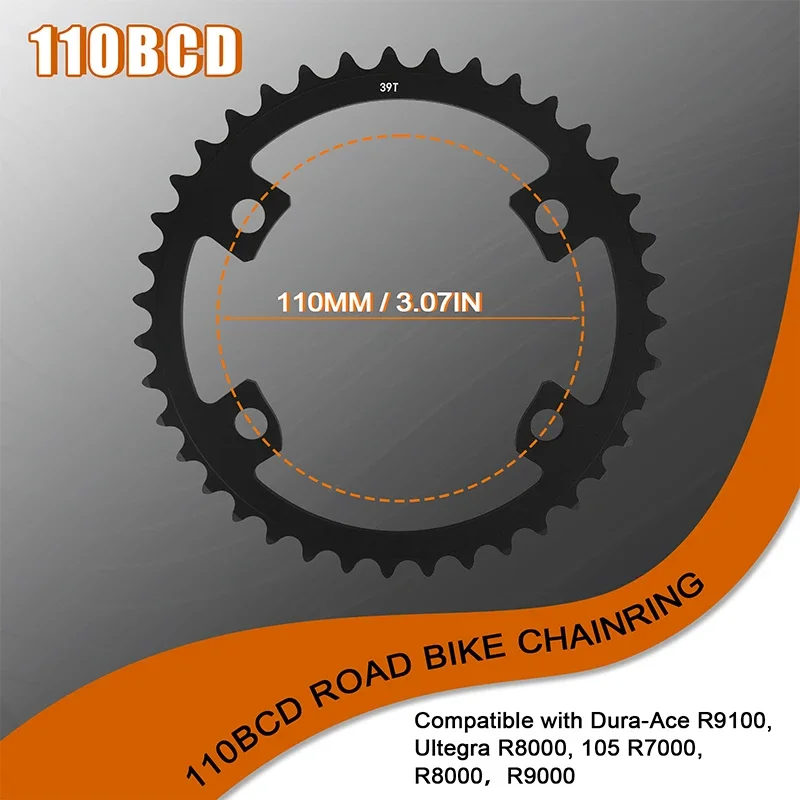 Ultralight Double Chainring for Road Bike 110BCD 50-34T 52-36T 53-39T Bicycle Cr