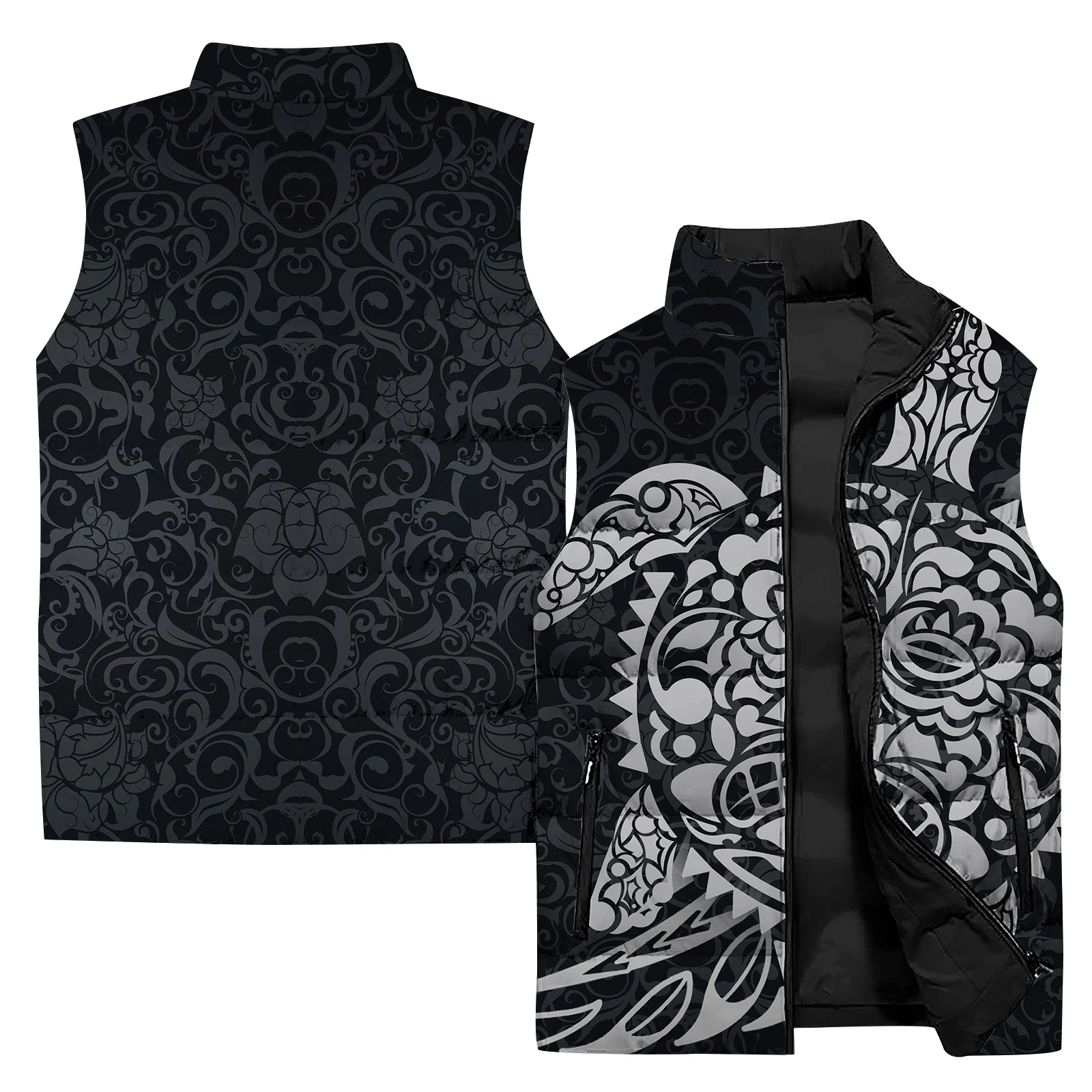 thumbnail image 1 of Chaleco sin mangas con estampado de tortuga para hombre, moderno y versátil, con estampado de peces personalizado, chaquetas de invierno cómodas y cálidas para hombre, 1 of 4