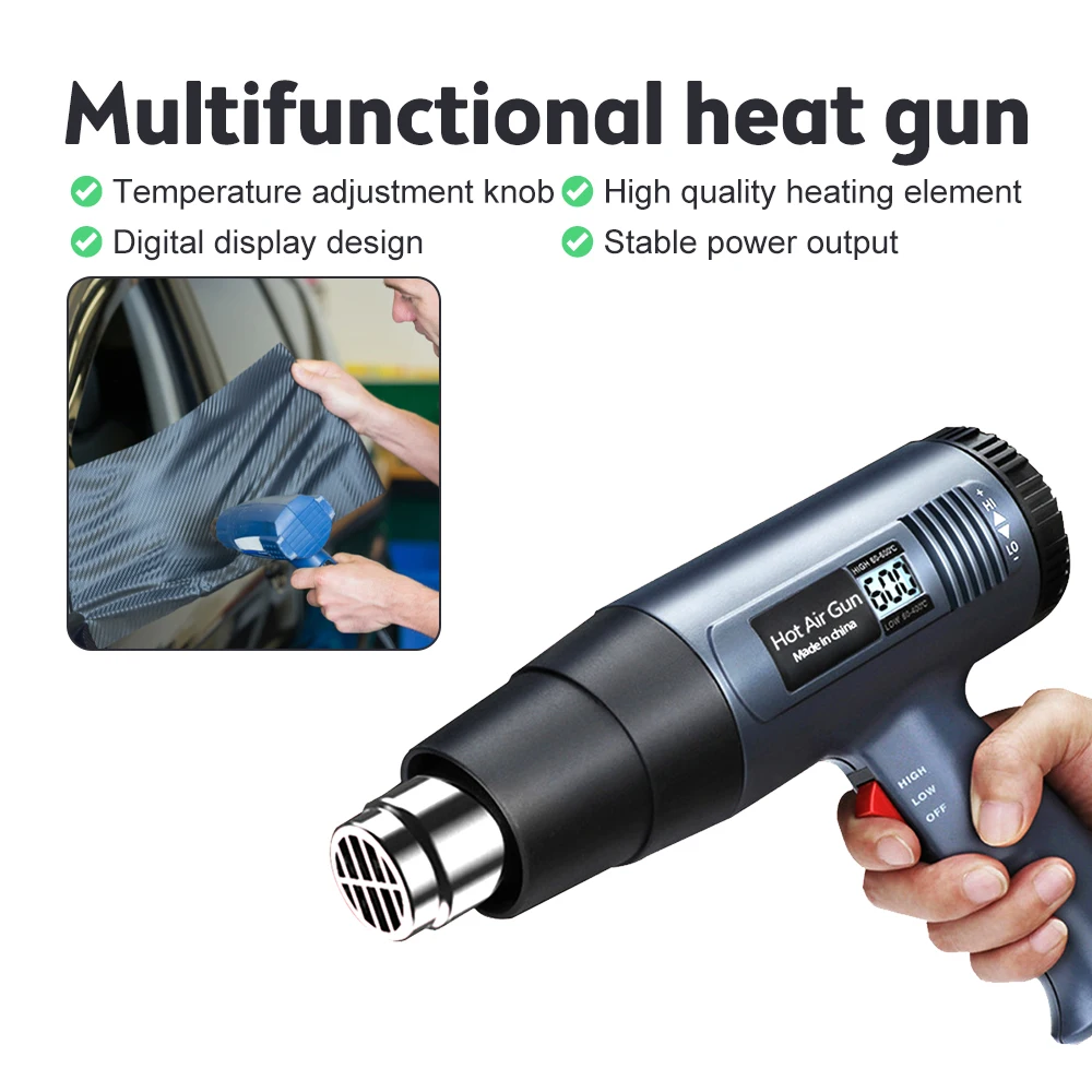 LCD Display Digtal Hot Air Gun 2000W Industrial Electric Heat Gun 350L/min 500L/min Shrink Air Dryer for welding automotive industrial notebook water cooled gqsx t1 fully transparent integrated water tank 500l h capacity 600ml