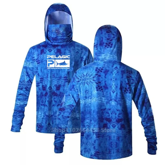 Pelagic Hooded Fishing Shirt UPF 50+ Men Face Cover Fishing