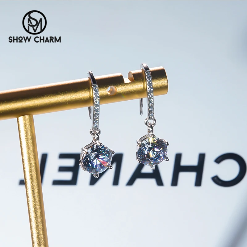100% Real Moissanite Drop Earrings With Certificate S925 Sterling Silver Pt950 Plated Earrings Fine Jewelry for Women 0.5ct 1ct