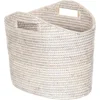 Rattan Magazine Holder Clear Lacquer Finish Oval Shape White-Wash 14.25"x9.5"x12.25 2