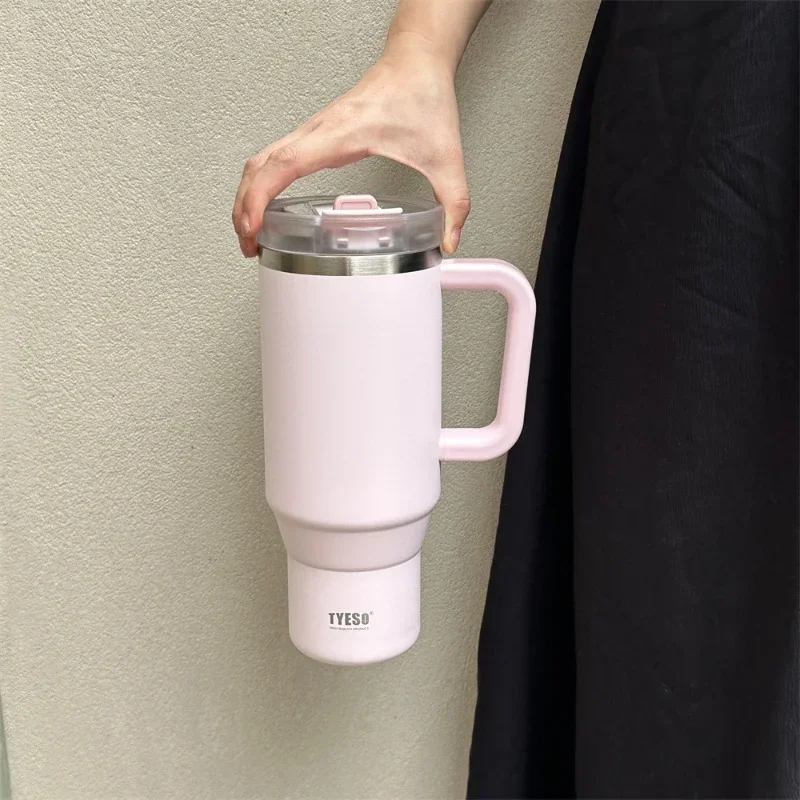Stainless Steel Insulated Coffee Cup with Handle for Outdoor Use