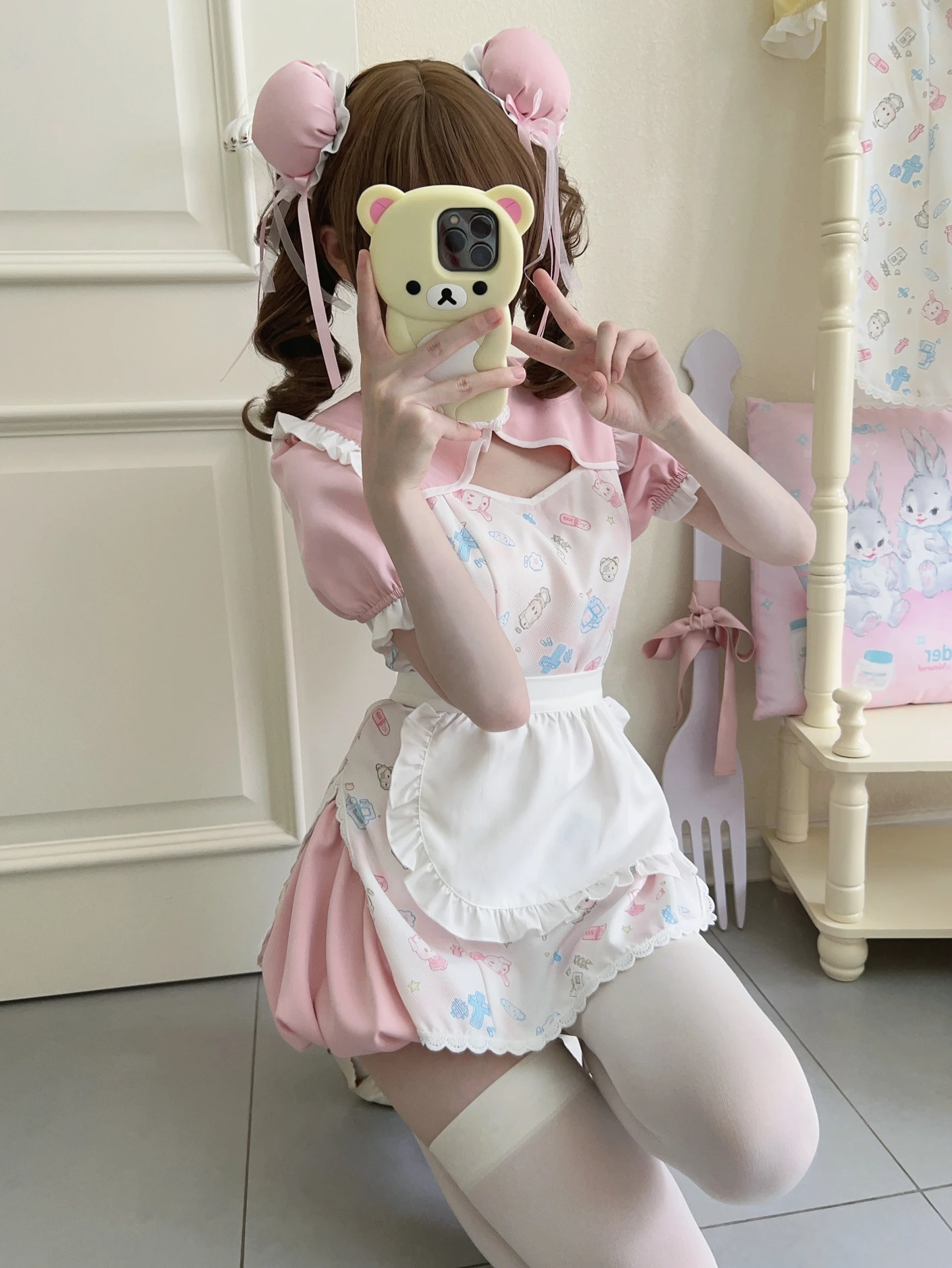Harajuku Original Design Soft Girl Dress Cute Cheongsam Apron Set Dress Summer Autumn Tea Party Princess Gift For Friends Women