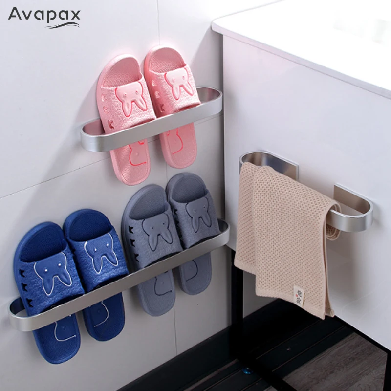 

Avapax Wall Towel Rack Space Aluminum Bathroom Towel Holder Self-adhesive Towel Hangers Bathroom Shelf Bathroom Storage