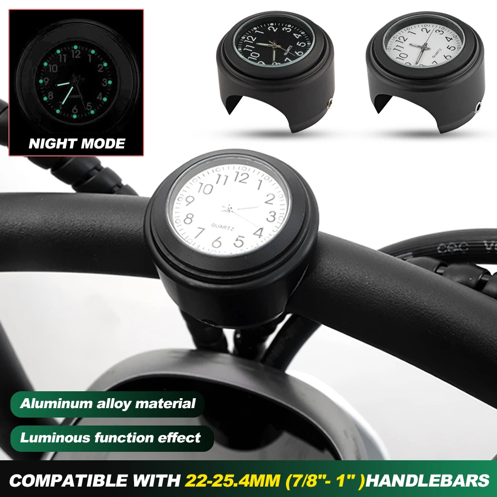 Luminous Dial Motorcycle Handlebar Clock and Thermometer
