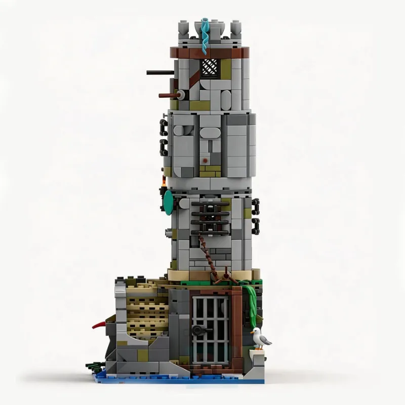 966개 맞춤형 MOC 중세 성 감옥 타워 모델 빌딩 DIY 블록 브릭 조립 장난감 어린이를 위한 인기 휴일 선물