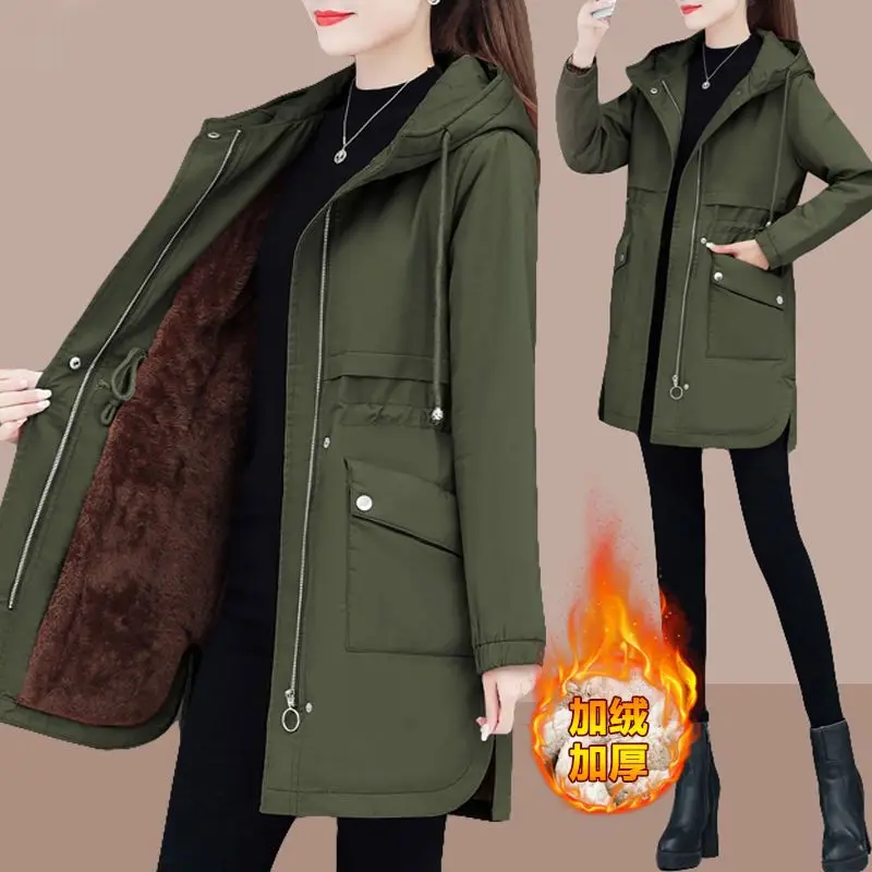 

Parka Cotton-Padded Clothes 2023 new Cotton Jacket Women's Mid-Length fashion Style Loose Cotton Jacket Coat Fashion t179
