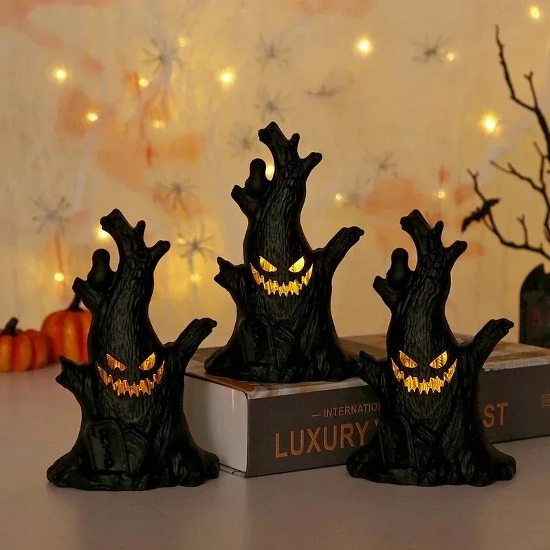 Halloween Decorations Ghost Tree Glow Lights Spooky Atmosphere Home Party