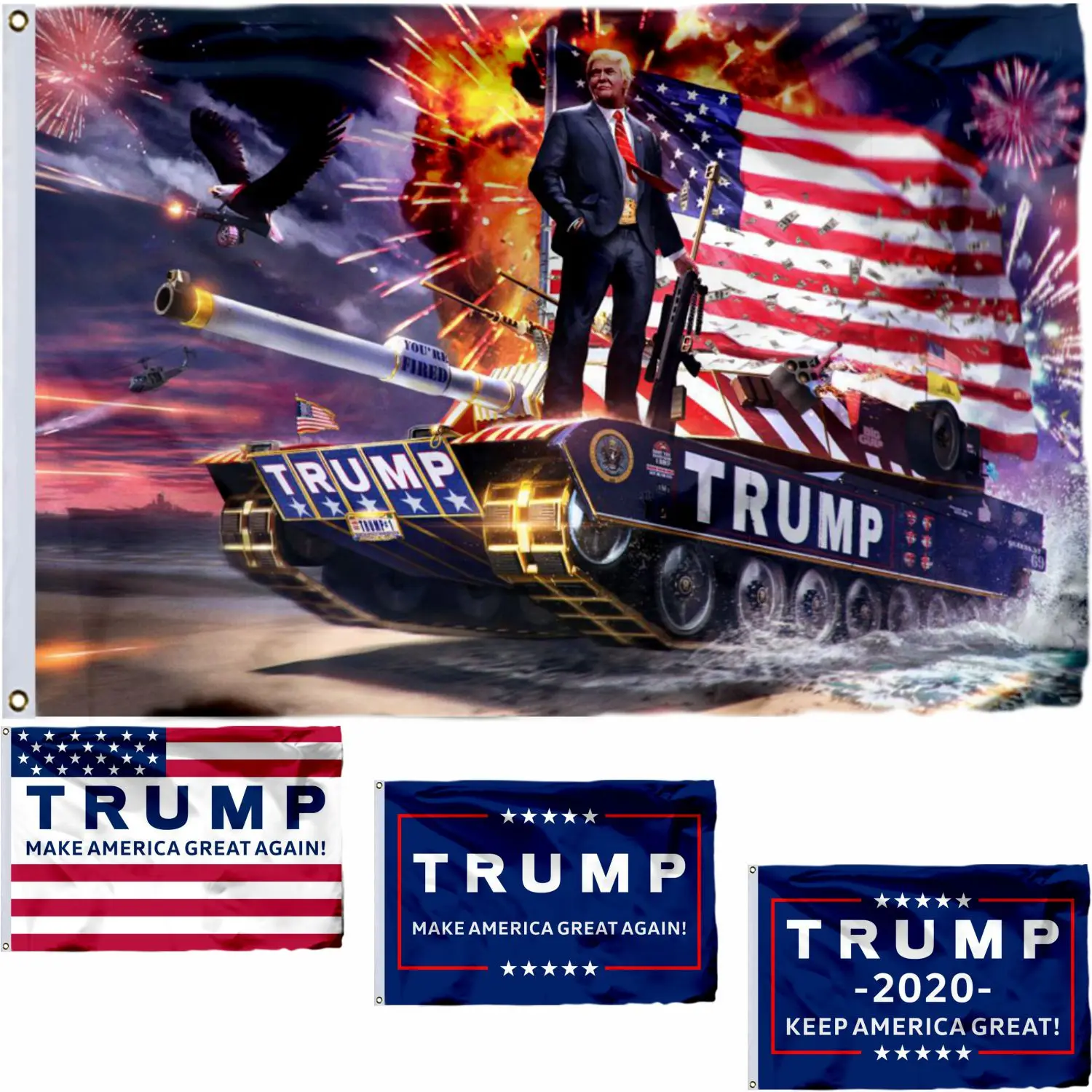 10PCS 2020 Trump President Keep America Great Blue Flag Handheld Flags 6x8