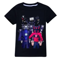 New Baby Boys Summer Skibidi Toilet Kids Cartoon Tees Game Speakerman Titan TV Man Print T Shirt Children Cotton Clothes Top 1