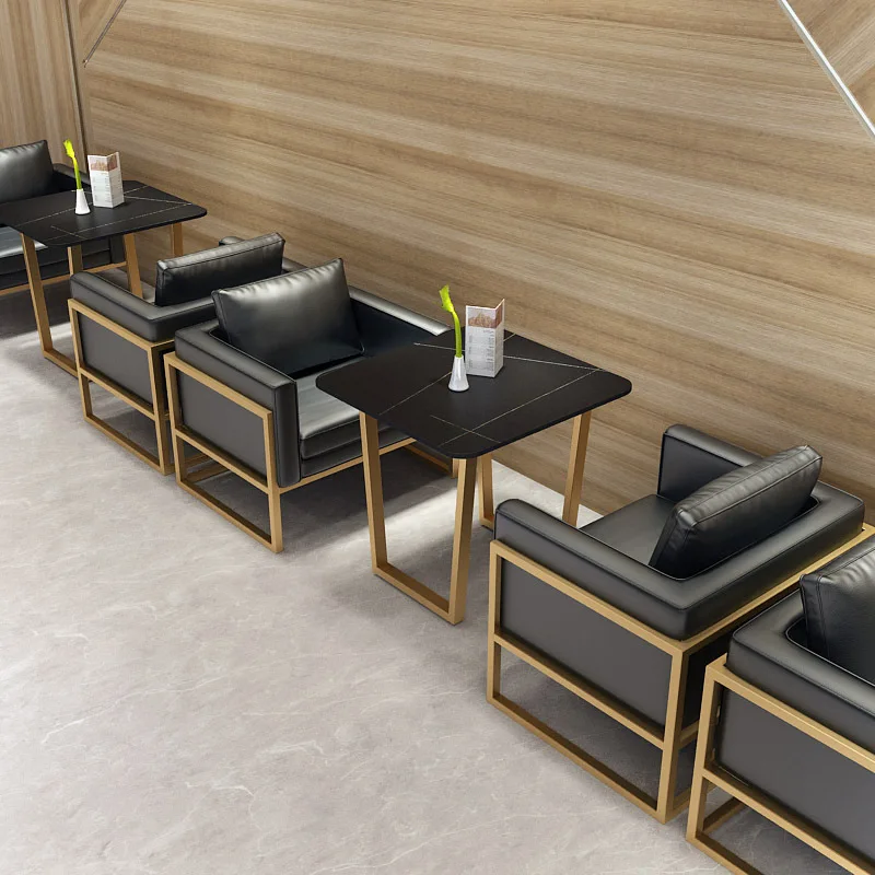 Factory Restaurant And Cafe Furniture Modern Stylish Black Leather Booth Seating Sofas And Table Sets