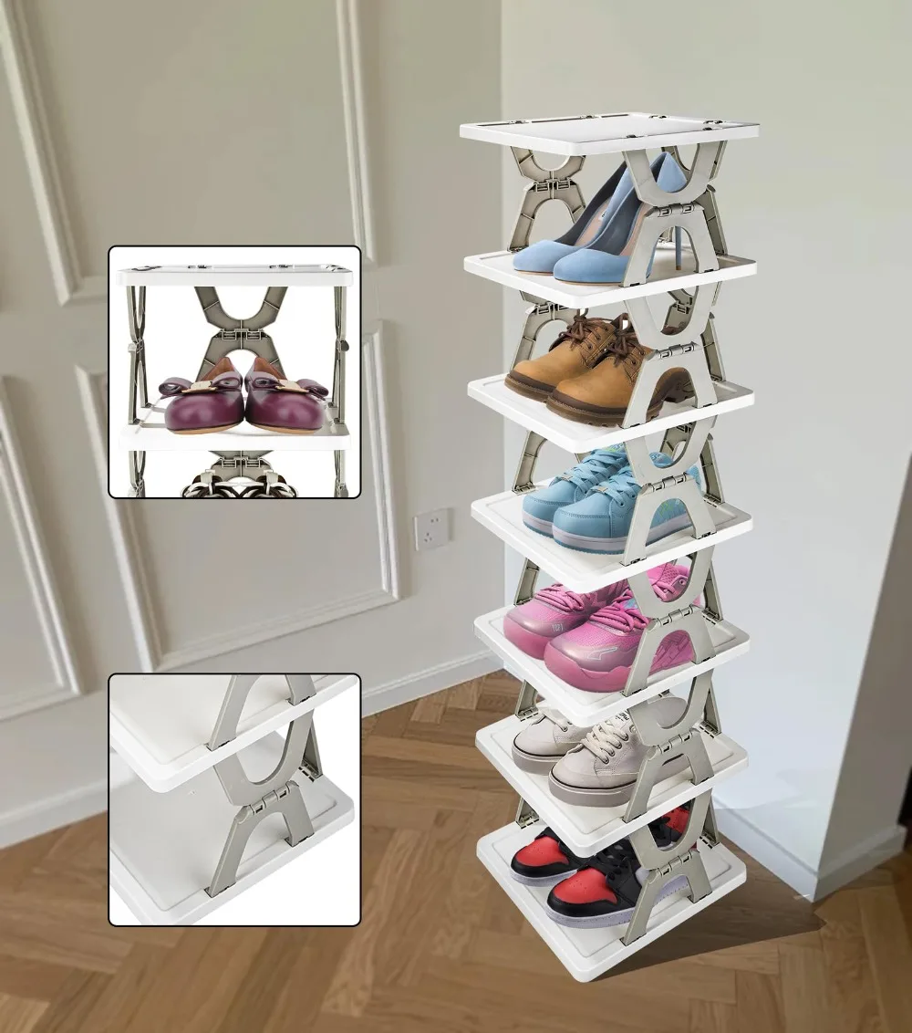 6 Tier Foldable Shoe Rack Collapsible Shoe Shelf For Entryway Tall Narrow Rack Foldable Dustproof Practical Organizer Racks