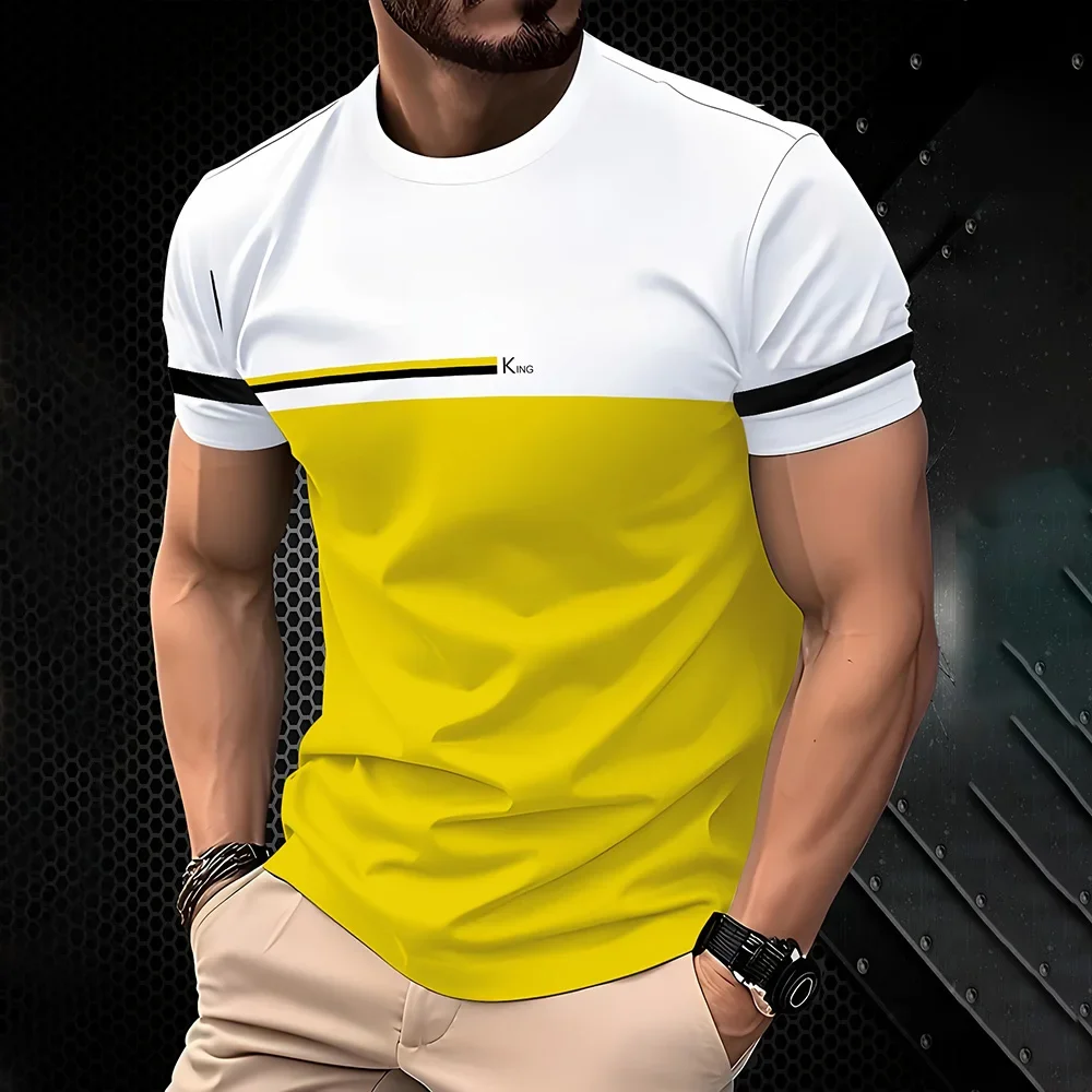 Durant l'été 2026, les t-shirts décontractés pour hommes s'enrichissent d'un simple vêtement d'extérieur à manches courtes, col rond et impression 3D respirante._voghion.com