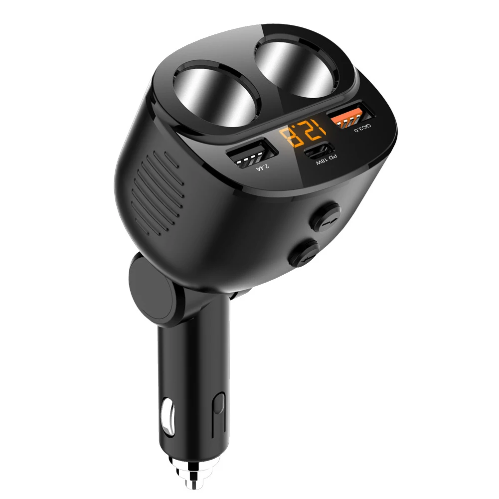 

Truck Monitor Voltage Independent Switch 3 Port CarLighter Fast Charging Type C Protection 120 Degree Rotation