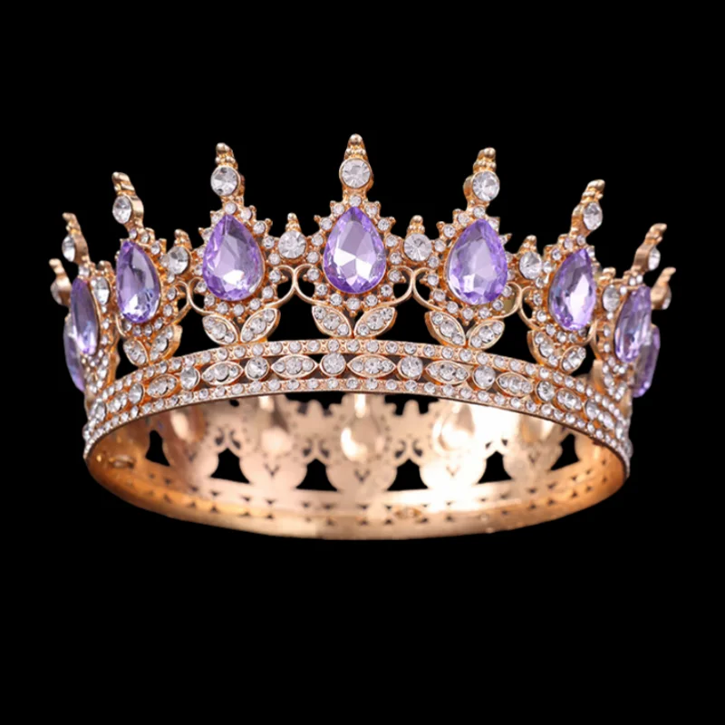 Lila Kristall Tiaras und Kronen Stirnband für Frauen Strass Diadem Braut Hochzeit Haarschmuck Schmuck Krone Tiara Geschenk – Detail 16