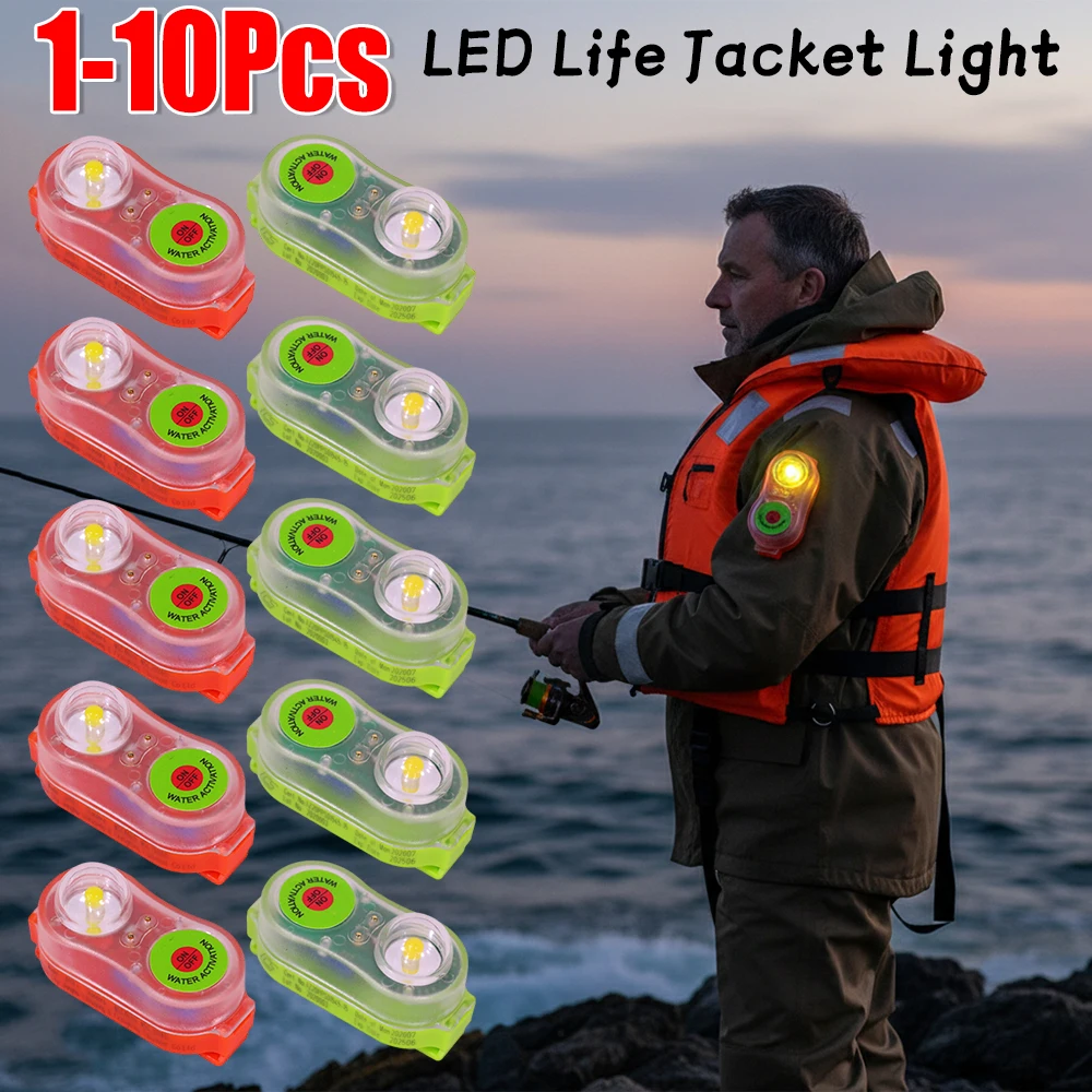 1-10pcs LED 구명조끼 라이트 방수 에너지 효율적인 비상 램프 신호 전신통신 휴대용 실용적인 야외 액세서리