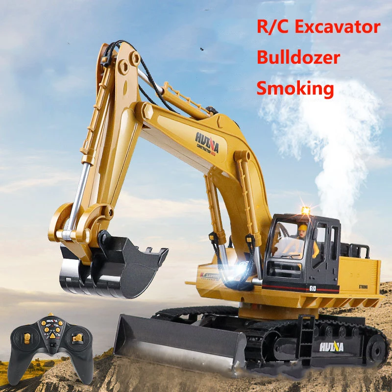 Huina R/C Truck 650 Alloy Engineering Remote Controlled Car Smoking Rc Truck Excavator Bulldozer Loading Car Toys Gift For Boys 2