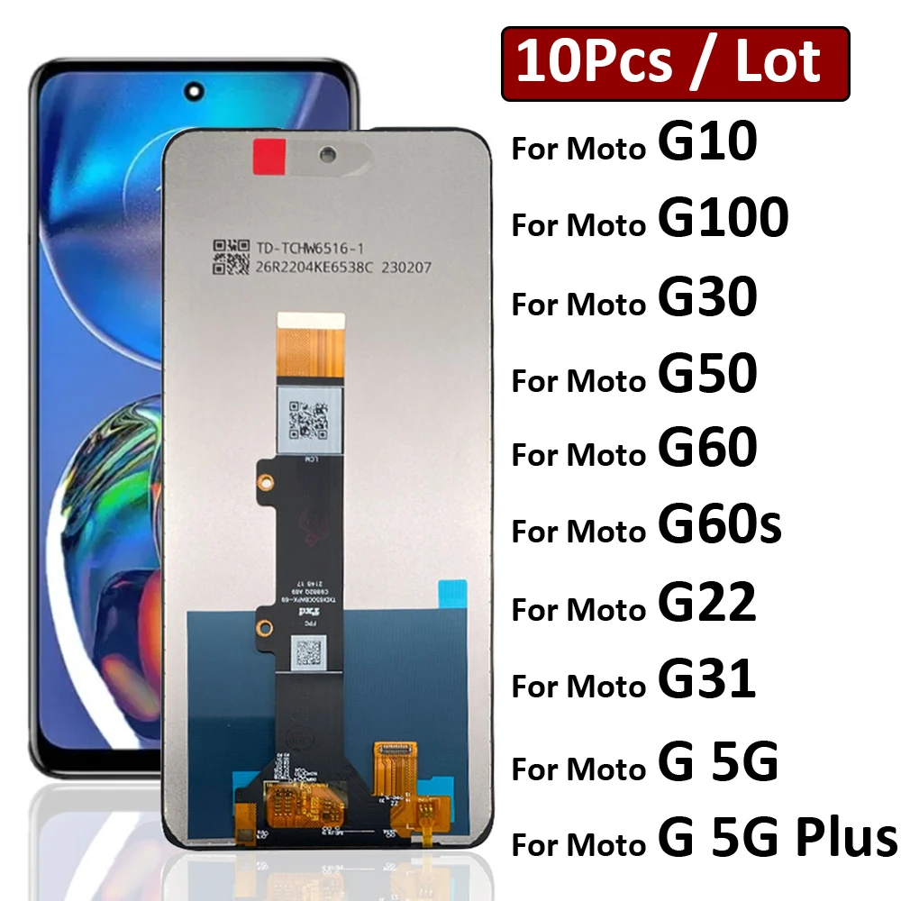 10 Pz/Lotto, Display Lcd Touch Screen Digitizer Assembly Per Motorola Moto G10 G30 G100 G50 G60 G60S G31 G22 G 5G Plus Display Lcd