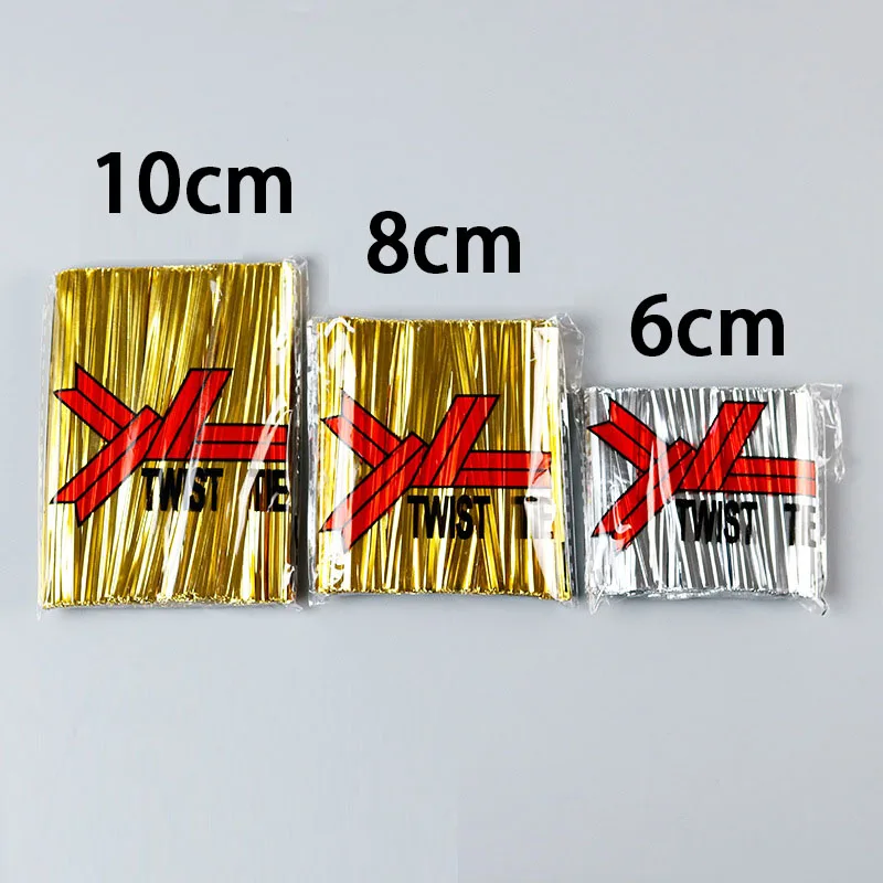800pcs 6/8/10cm 골드/실버 금속 트위스트 넥타이 플라스틱 롤리팝 캔디 가방 파티 선물에 대 한 와이어 씰링 바인딩 와이어