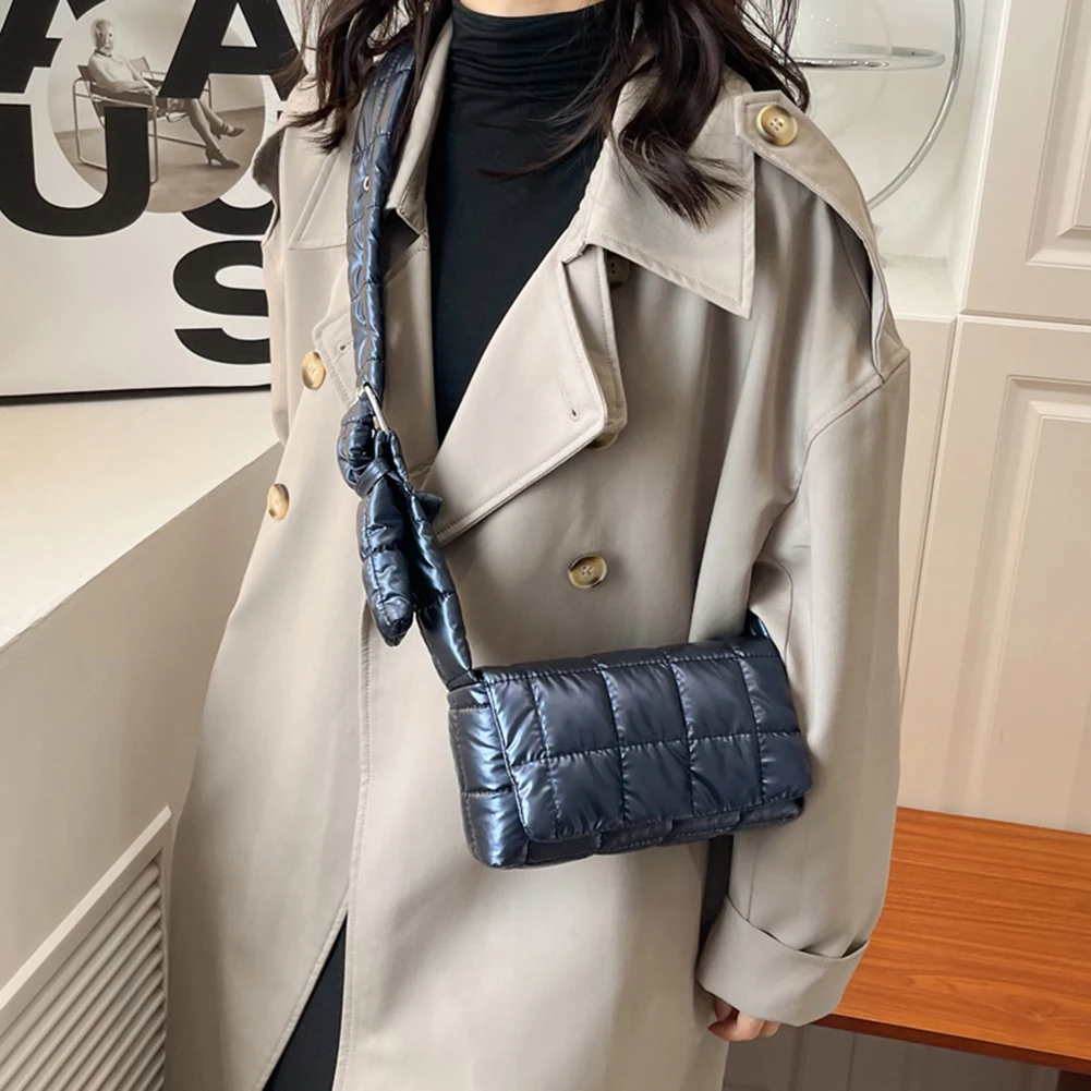 Nylon Crossbody Bag for Women Autumn Winter Quilted Shoulder Bag Fashion Cotton Padded Handbags Purse Travel Casual Shopping