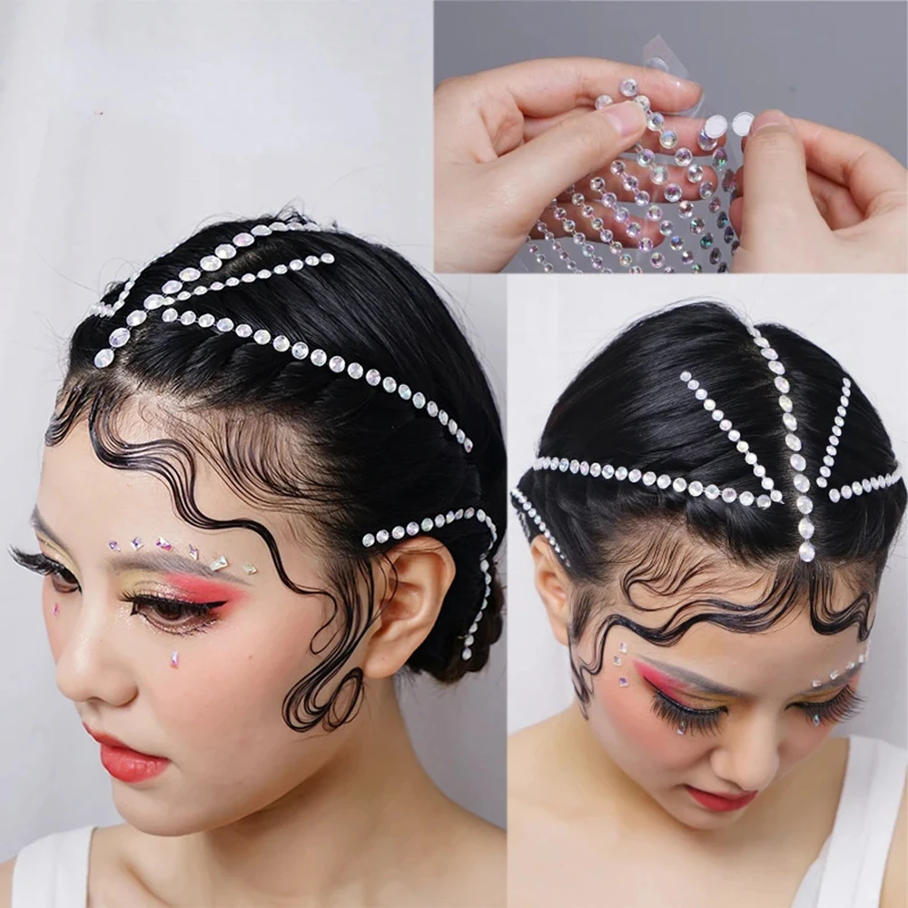 Hair Facial Rhinestone Mix Size Colorful Pearl Eyebrow Sticker 3D Face Jewels Self Adhesive Diamond Fairy Makeup 1 Sheet Makeup Rhinestone Stickers Makeup Stickers Hair Pearls Stickers Rhinestone Stickers Makeup Accessories