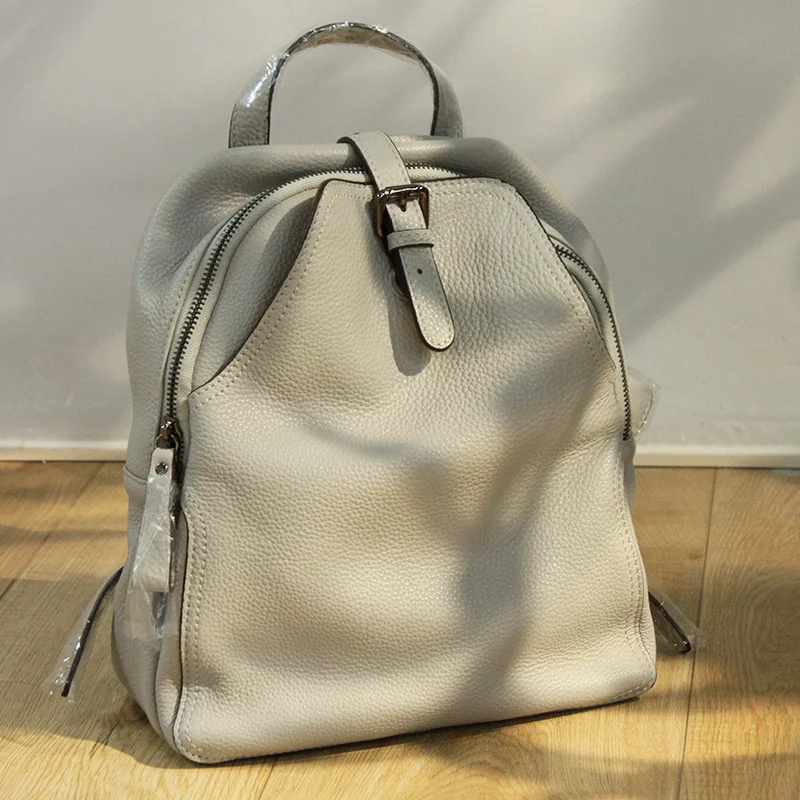 

Brand Backpack Women Genuine Leather Travel Shoulder Bags Gray Brown Black Cowhide Leather Girl School Book Backpacks