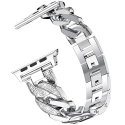 Luxury Women's Diamond Link Bracelet Strap - 42(S3) 44 45 46 49mm (Silver)