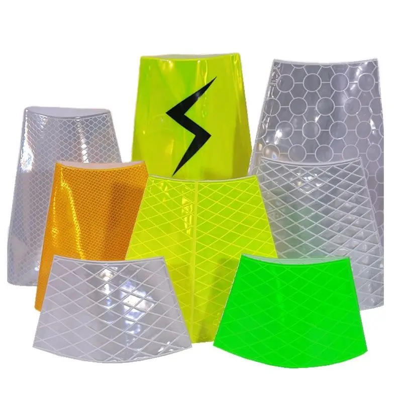 High visibility PVC Fluorescent Yellow Reflective Road Cone Sleeve 14cm*20cm*25cm