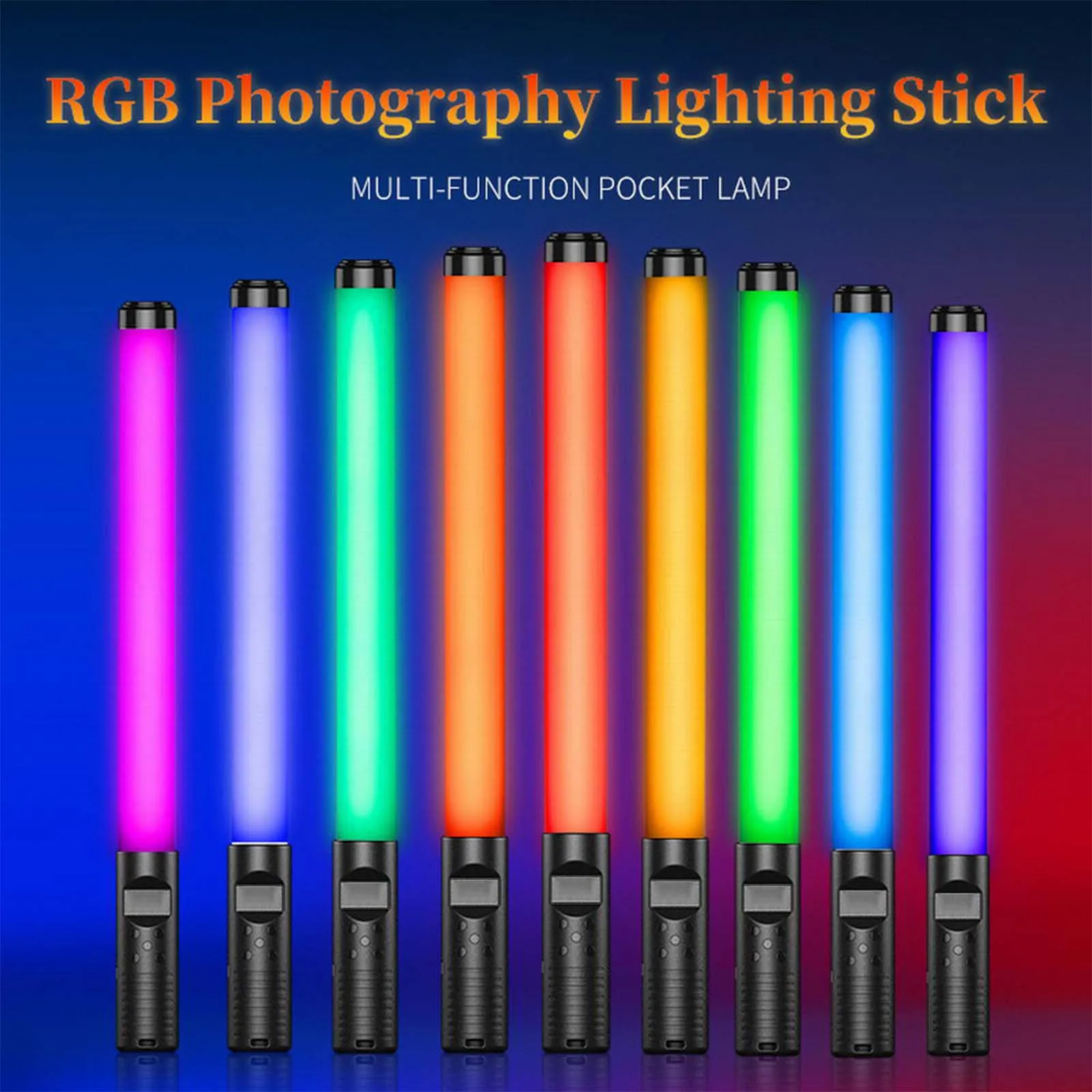 

50cm RGB Handheld LED Video Light Wand Stick Photography Light Studio Lamp With Built-in Rechargable Battery Remote Control