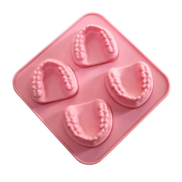 4 Lyukú Fogsor Fogak Alakú Jégkocka Penész Szilikon Jégtálca Diy Fagylalt Vicces Gag Ajándék Fogorvosok Idősek Apa Nap - Image 6