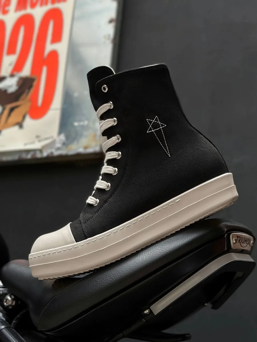 Ro Design classique botte en toile noire chaussure haute hommes chaussures décontractées de luxe fermeture éclair femmes