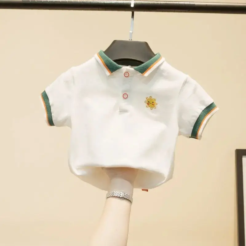 

Boys' Short-Sleeved Polo Shirt Children White T-shirt Cotton Lapel Polo Kids Boys Polo Shirt Boys Shirt Children Shirts