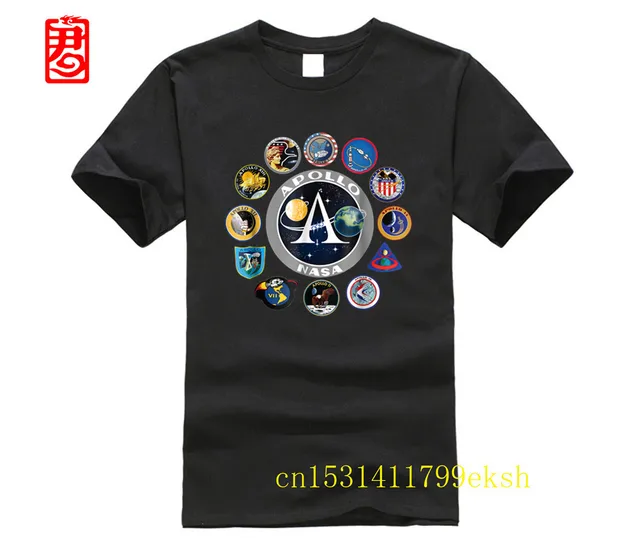 Camiseta de marca para hombre, camisa con insignia de parche Apollo Mission, programa 1
