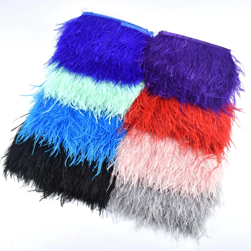 Natural Ostrich Feather Trimming Height 8-10cm Feathers for Crafts Ribbon DIY Wedding Party Dresss Decoration Plumes 1meters/Lot
