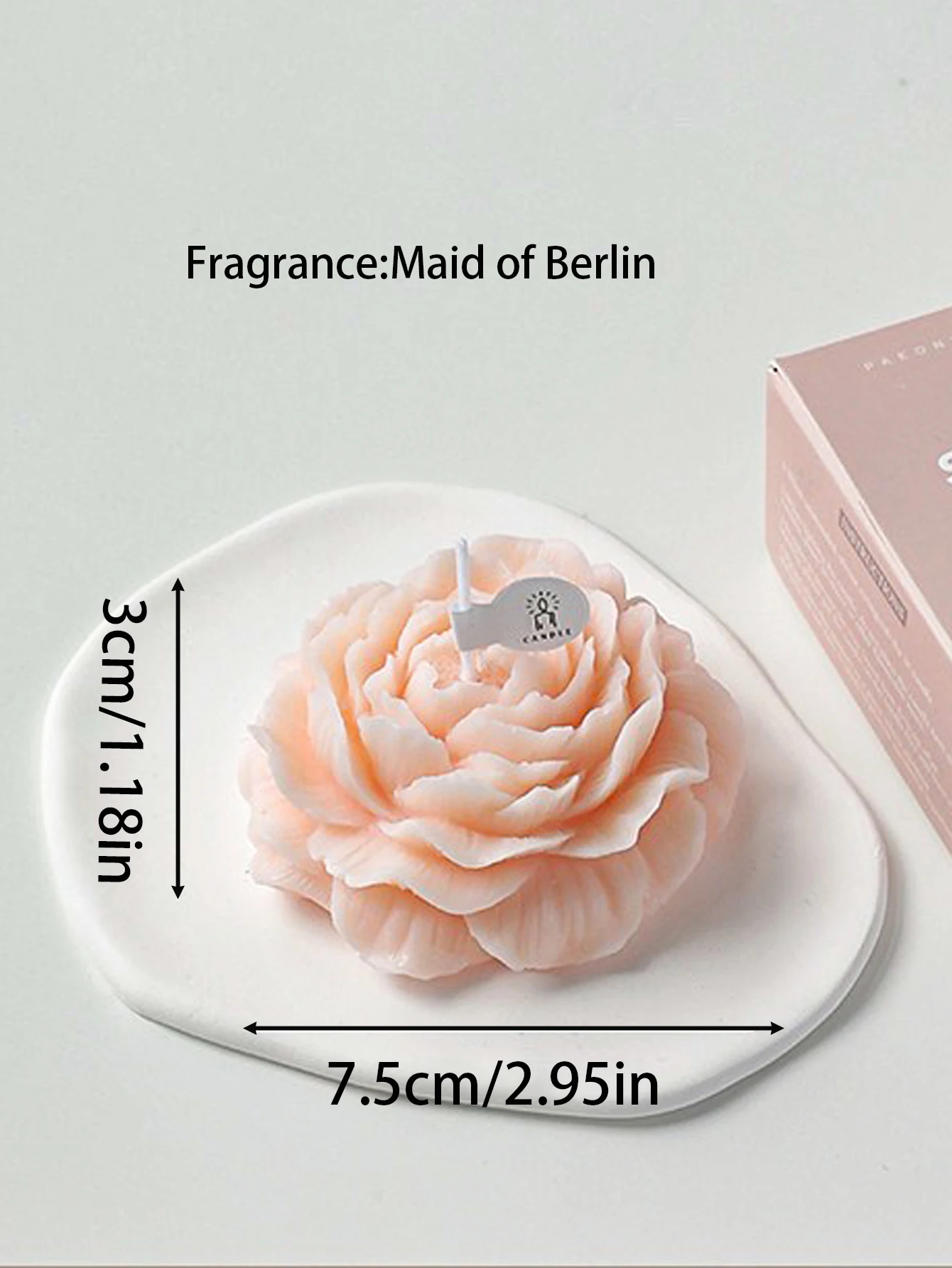 Set Di 3 Candele Decorative A Fiore Di Peonia – Cera D'api Naturale, 40 G Cadauna, Durata 50 Minuti