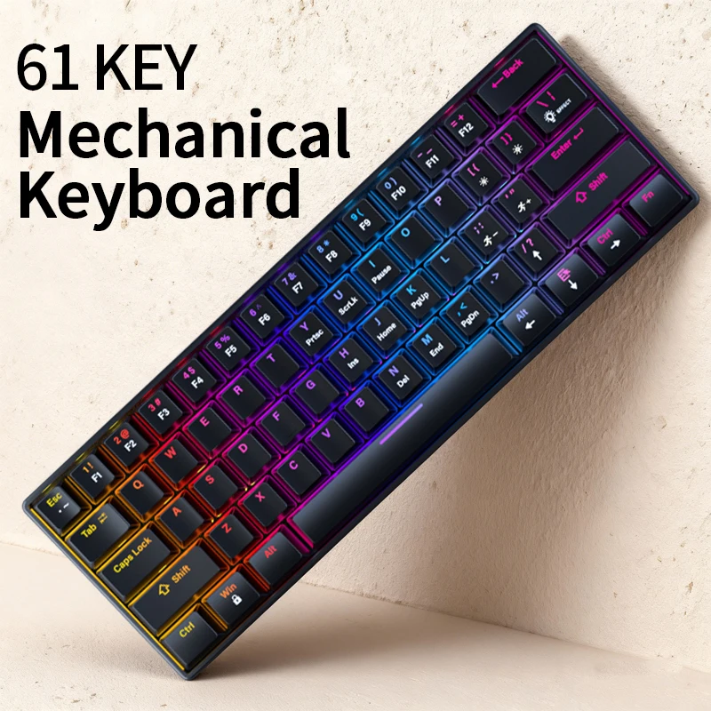 Ultra-Compact RGB Backlit Gaming Keyboard - 61-Key Mini Design