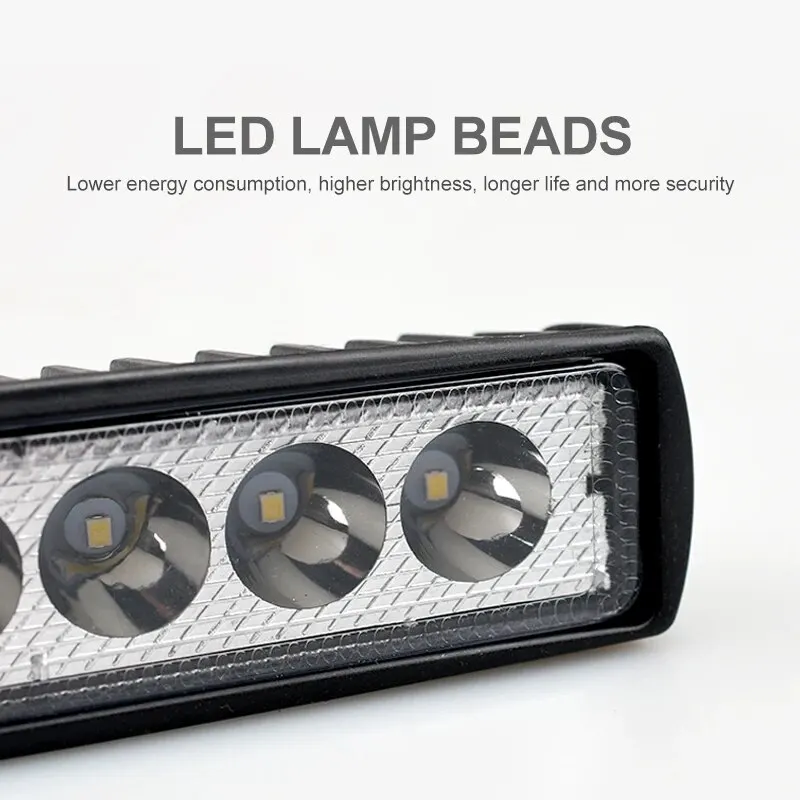 6 LED Luce da lavoro per auto Faretto ad alta luminosità Universale fuoristrada Automobile Camion Guida Fari fendinebbia Lampada di guida DRL 12V - immagine 2