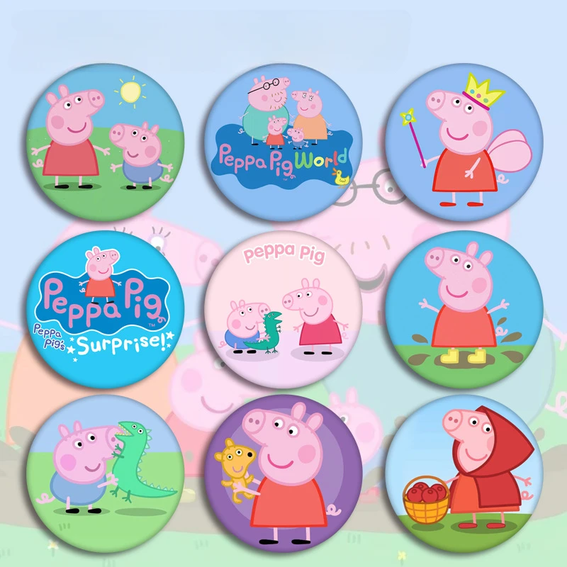 Cartoon Peppa Pig George Pig Dad Pig Mom Family Cute Cartoon Spilla Badge Zaino Ciondolo Regalo Di Compleanno Per Bambini